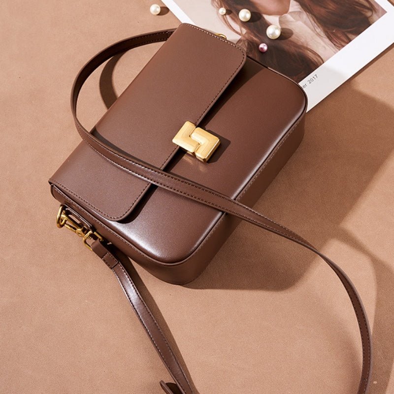 Classic genuine leather ladies' square crossbody bag - zoraflux