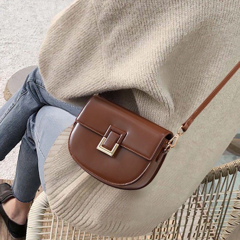 Classic simple leather crossbody bag for women - zoraflux