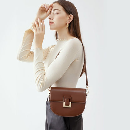 Classic simple leather crossbody bag for women - zoraflux