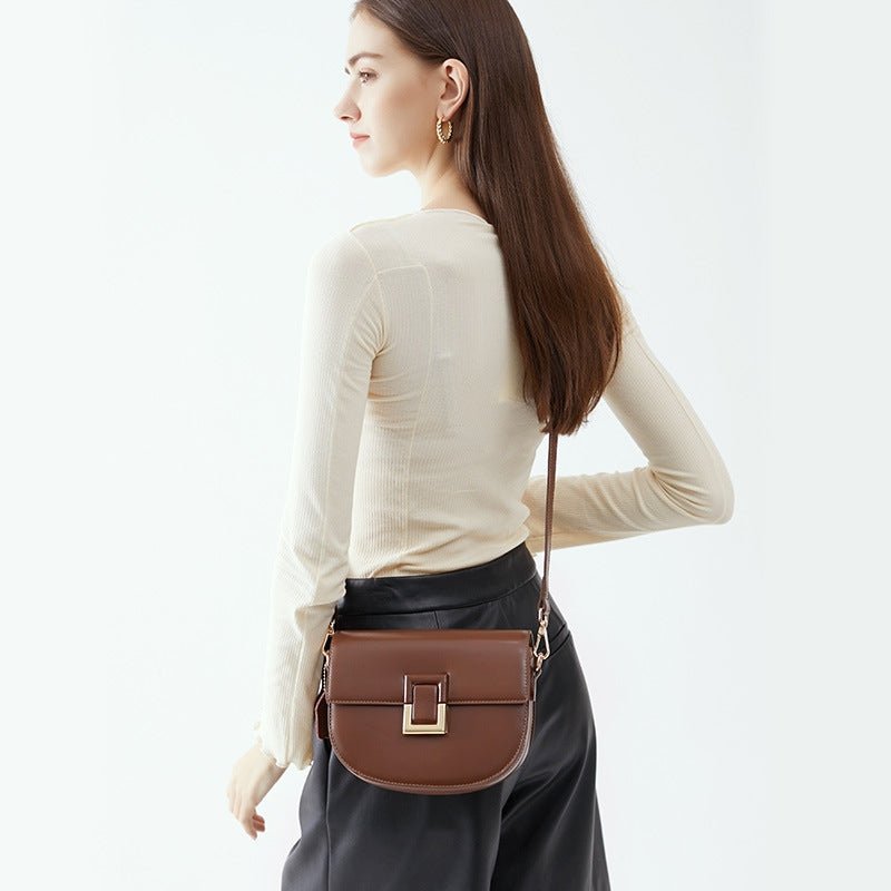 Classic simple leather crossbody bag for women - zoraflux