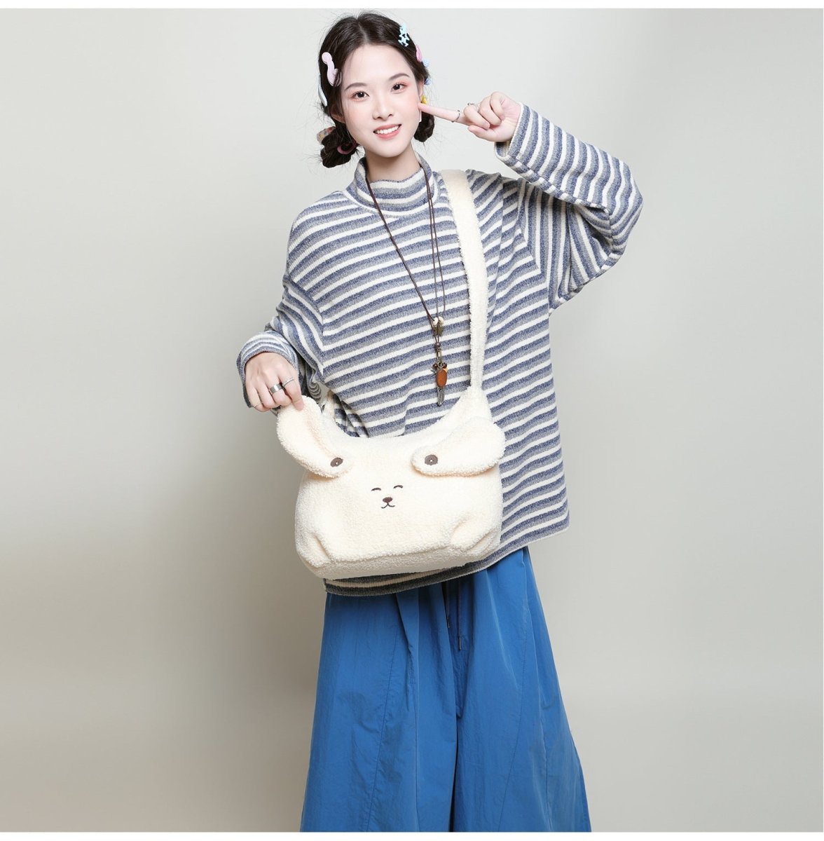 Cute Animal lamb plush crossbody bag - zoraflux