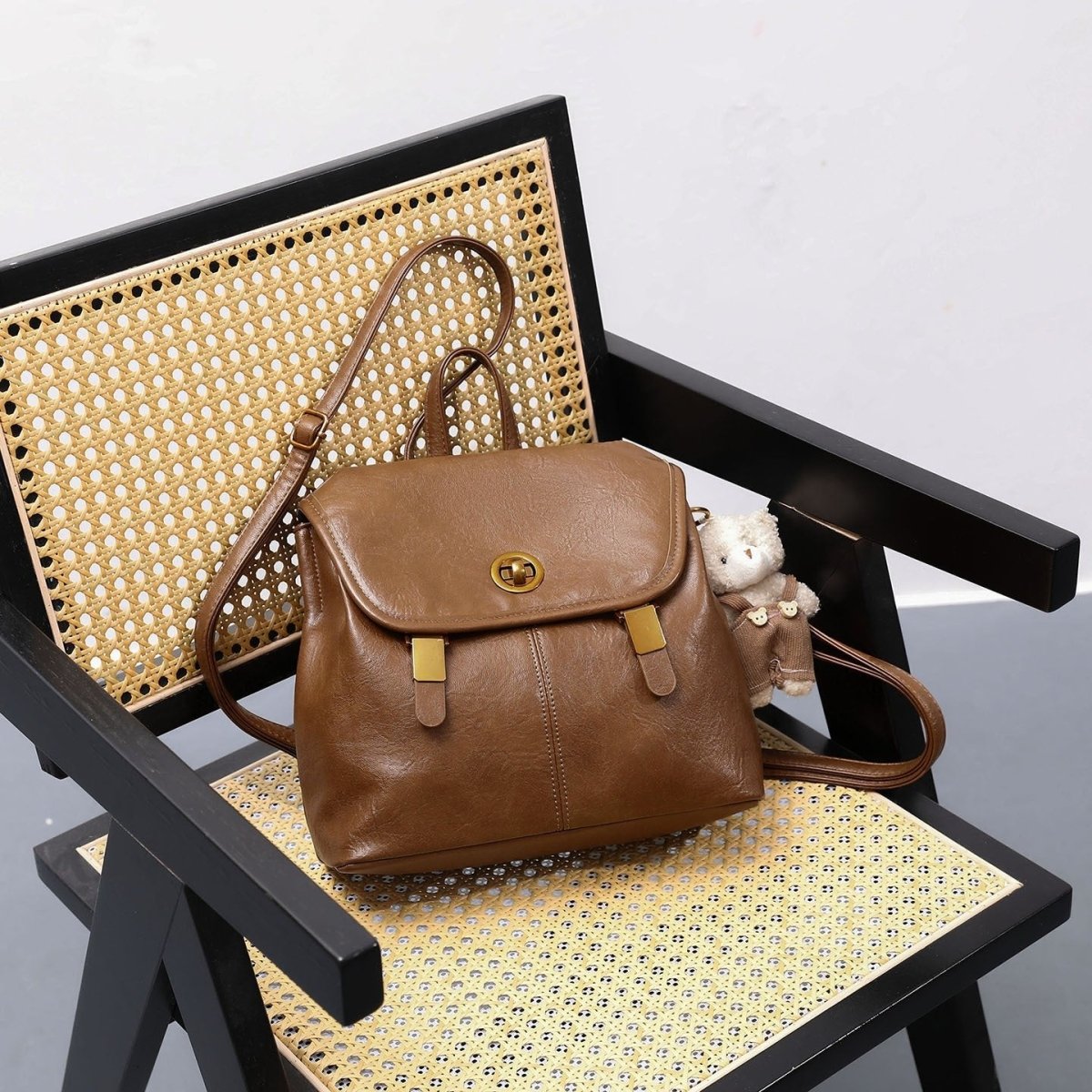 Cute little bear backpack in retro school style - zoraflux