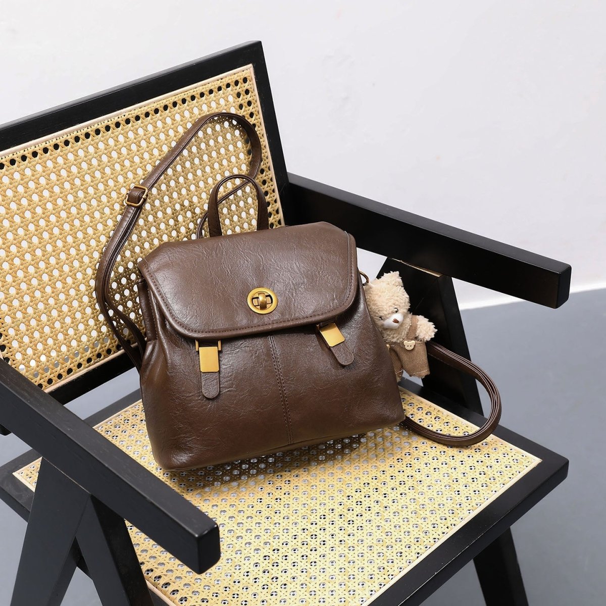 Cute little bear backpack in retro school style - zoraflux