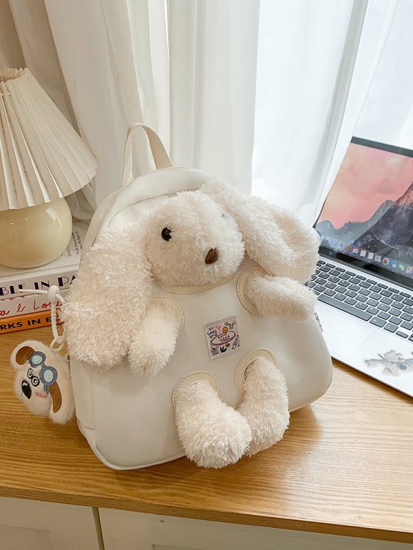 Cute plush bunny student backpack - zoraflux