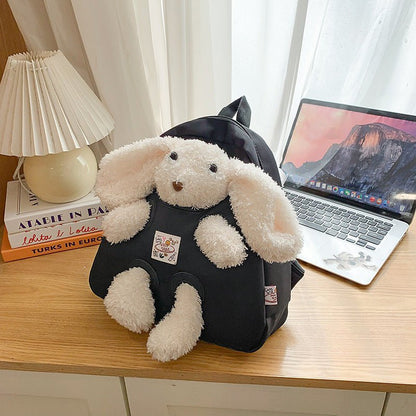 Cute plush bunny student backpack - zoraflux