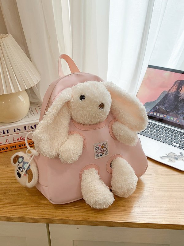 Cute plush bunny student backpack - zoraflux