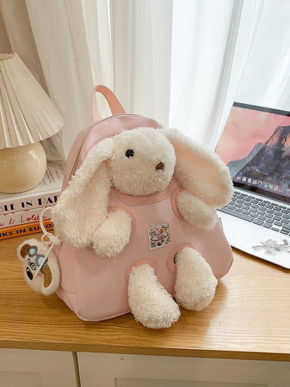 Cute plush bunny student backpack - zoraflux