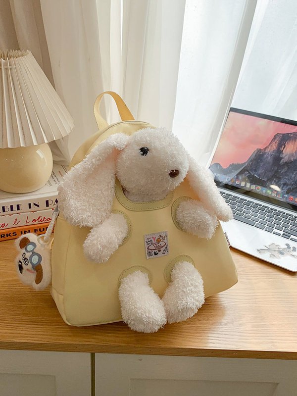 Cute plush bunny student backpack - zoraflux