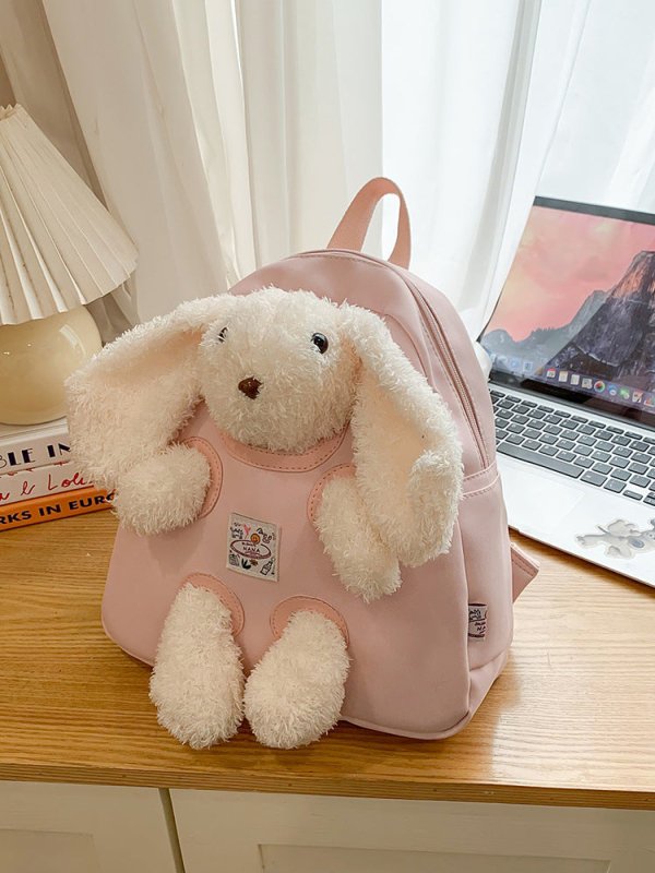 Cute plush bunny student backpack - zoraflux