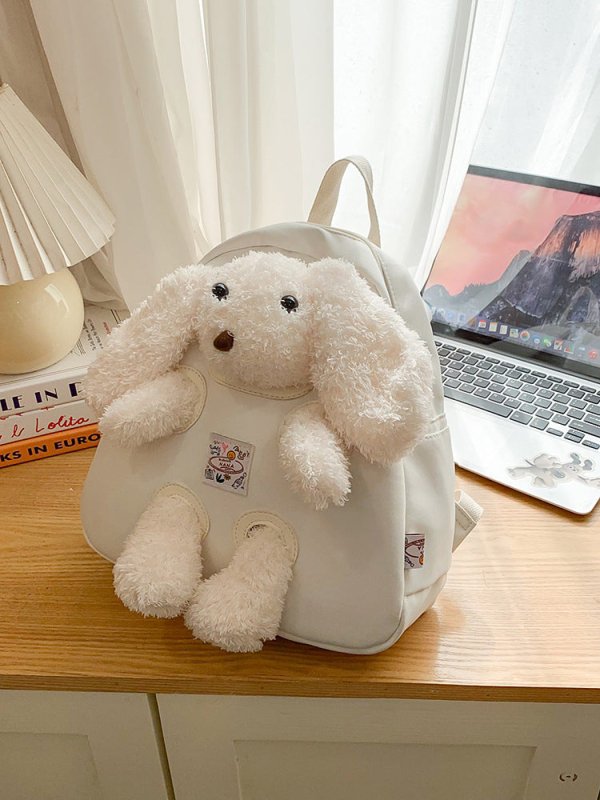 Cute plush bunny student backpack - zoraflux