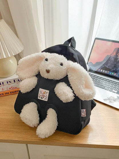 Cute plush bunny student backpack - zoraflux