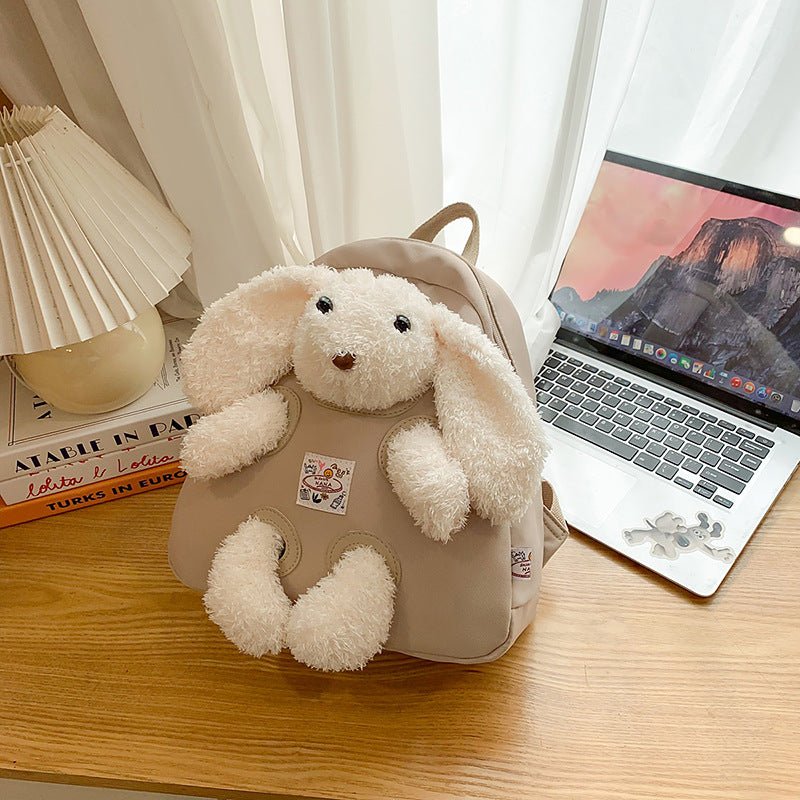 Cute plush bunny student backpack - zoraflux