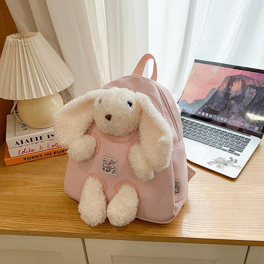 Cute plush bunny student backpack - zoraflux