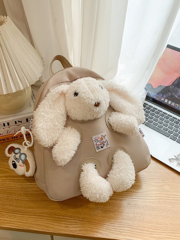 Cute plush bunny student backpack - zoraflux
