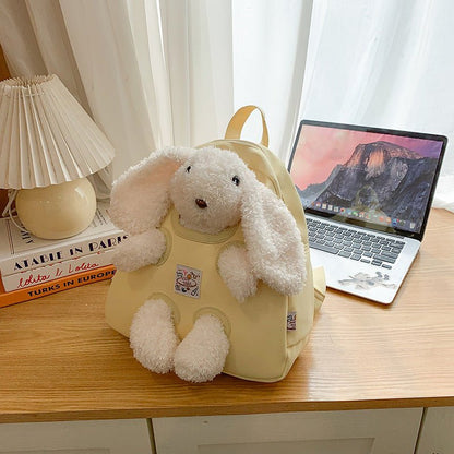 Cute plush bunny student backpack - zoraflux