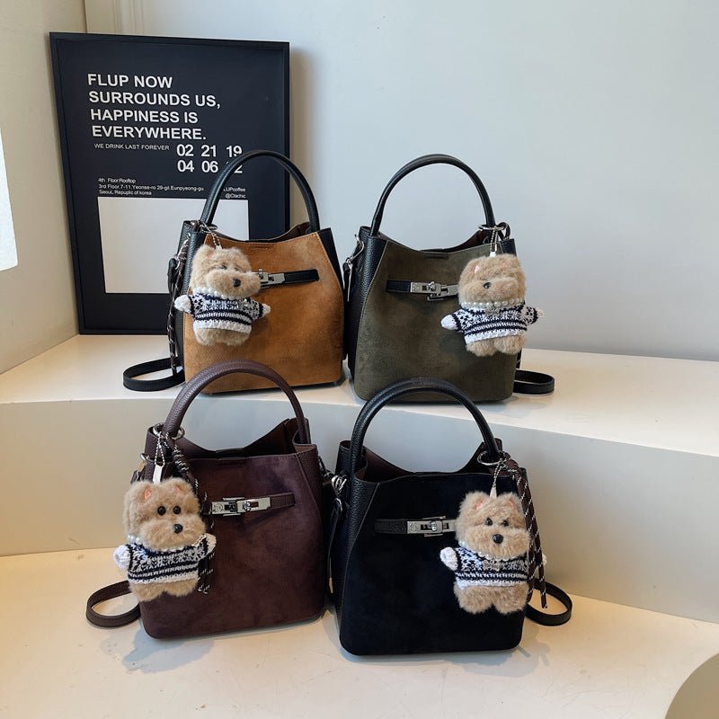 Cute plush figure hanging autumn and winter senior crossbody bag - zoraflux