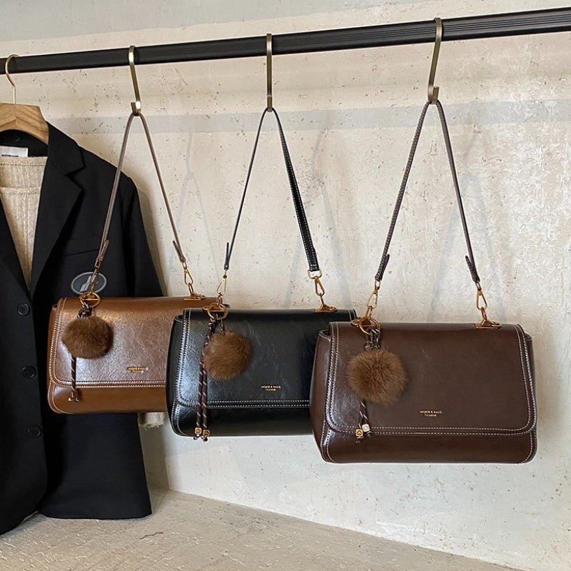 Cute plush pendant classic women's crossbody bag - zoraflux