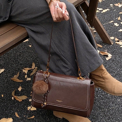 Cute plush pendant classic women's crossbody bag - zoraflux