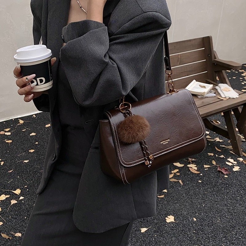 Cute plush pendant classic women's crossbody bag - zoraflux