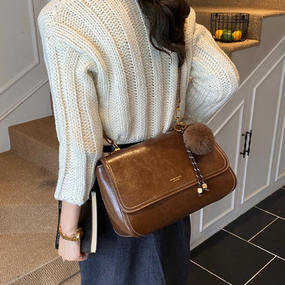 Cute plush pendant classic women's crossbody bag - zoraflux