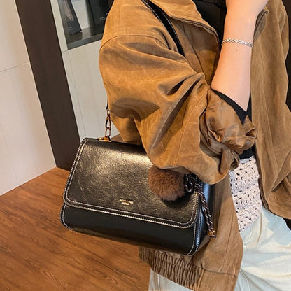 Cute plush pendant classic women's crossbody bag - zoraflux