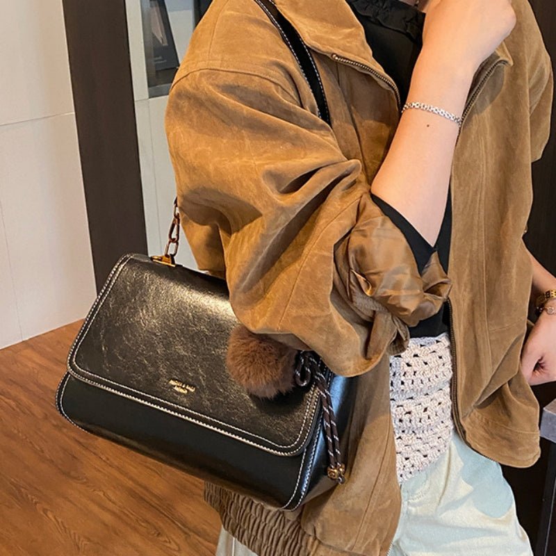 Cute plush pendant classic women's crossbody bag - zoraflux