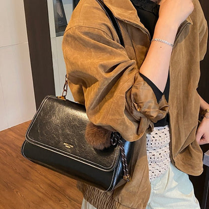 Cute plush pendant classic women's crossbody bag - zoraflux