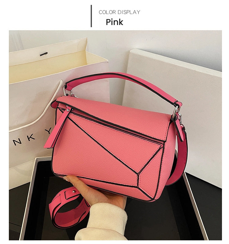 Comic geometric style patchwork diamond-shaped bag