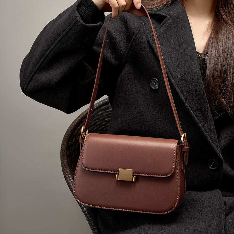 Niche design genuine leather shoulder crossbody women's bag