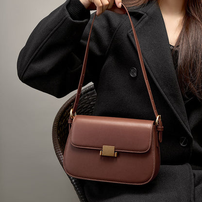 Niche design genuine leather shoulder crossbody women's bag