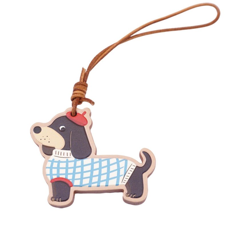 Double sided thick leather pendant gift fox dog cat snake peanut - zoraflux