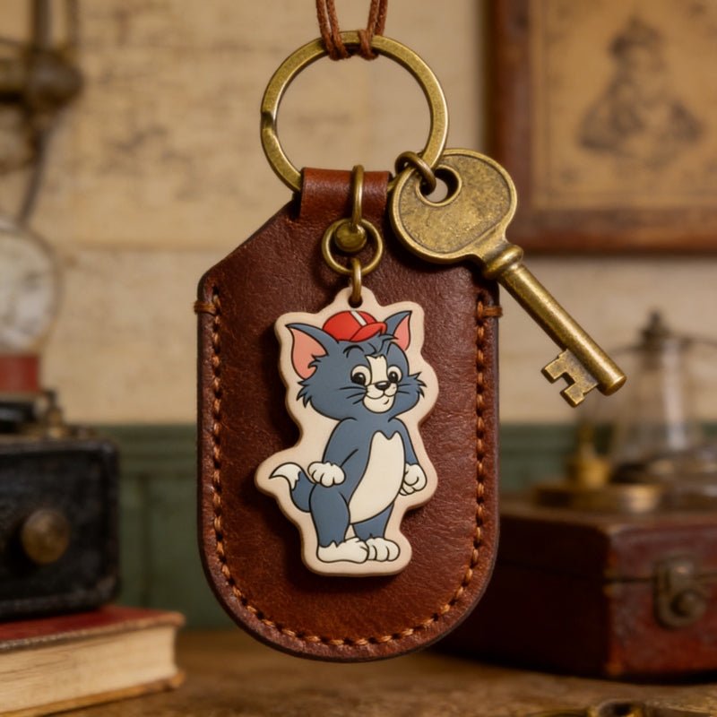 Double sided thick leather pendant gift fox dog cat snake peanut - zoraflux