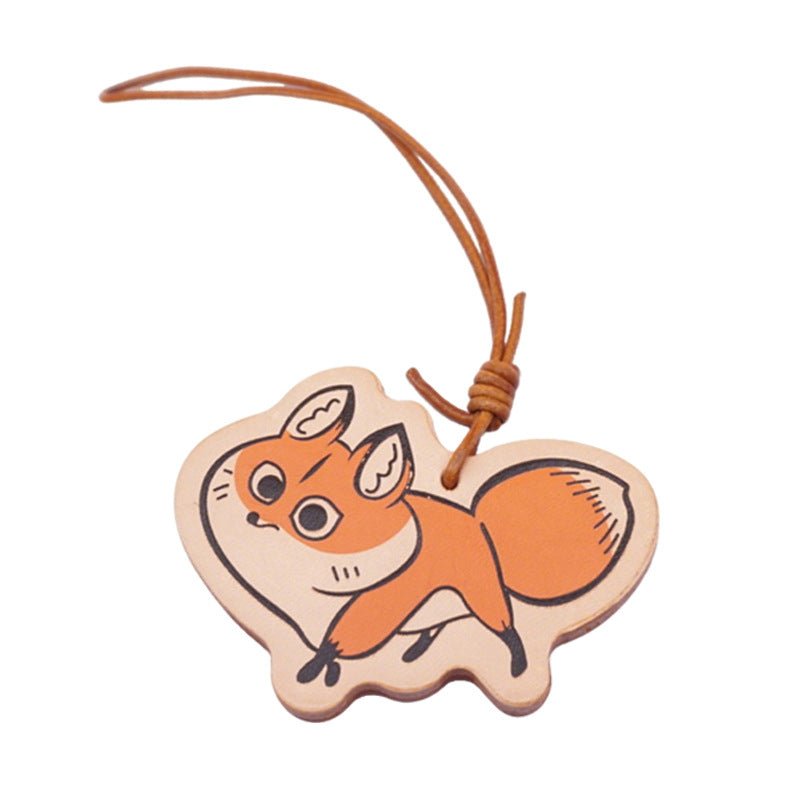 Double sided thick leather pendant gift fox dog cat snake peanut - zoraflux