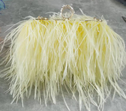 Fashionable plush evening dress chain bag