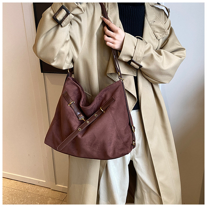 Casual tote bag made of abrasive leather