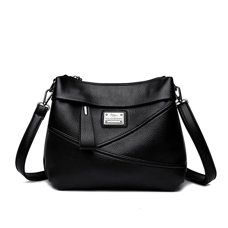 Fashionable soft leather large-capacity shoulder bag