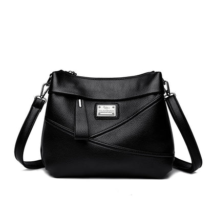 Fashionable soft leather large-capacity shoulder bag