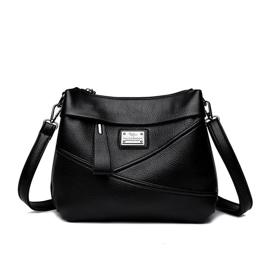 Fashionable soft leather large-capacity shoulder bag