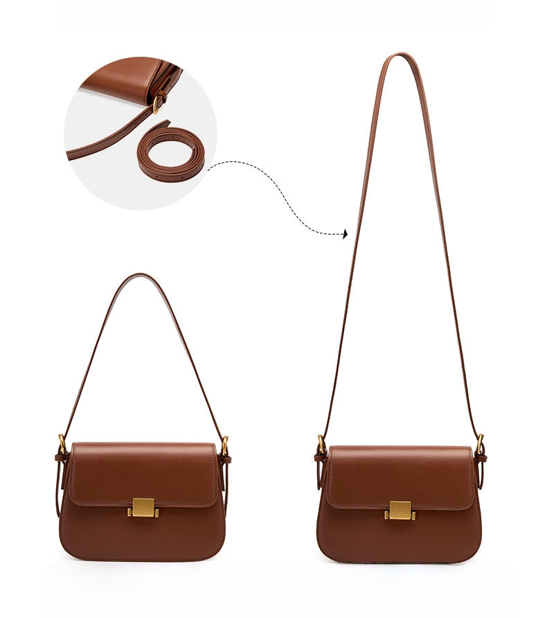 Niche design genuine leather shoulder crossbody women's bag