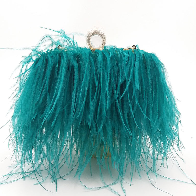 Fashionable plush evening dress chain bag