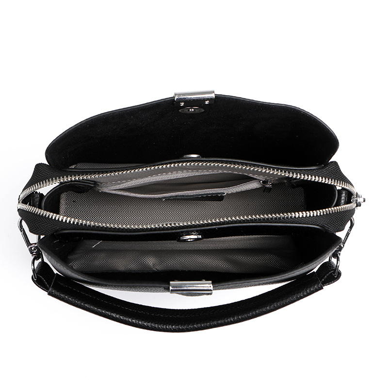 Classic genuine leather crossbody handbag