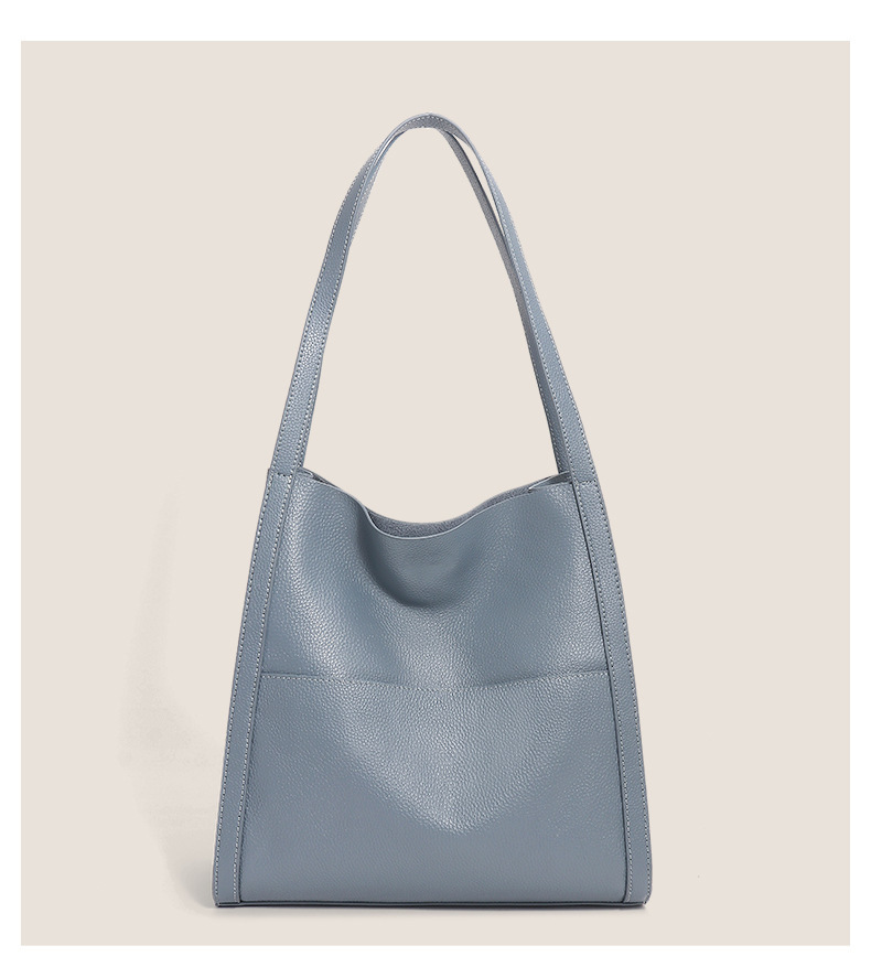 Simple leather patchwork single-shoulder bag