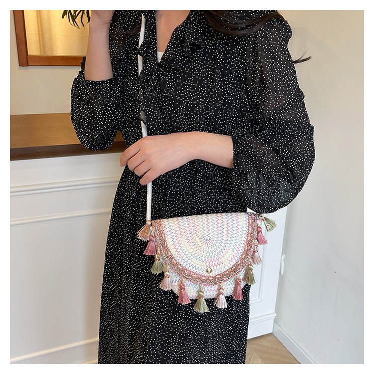 Ethnic Style Color - Block Woven Saddle Bag - zoraflux