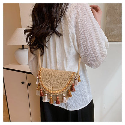 Ethnic Style Color - Block Woven Saddle Bag - zoraflux