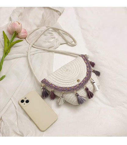 Ethnic Style Color - Block Woven Saddle Bag - zoraflux