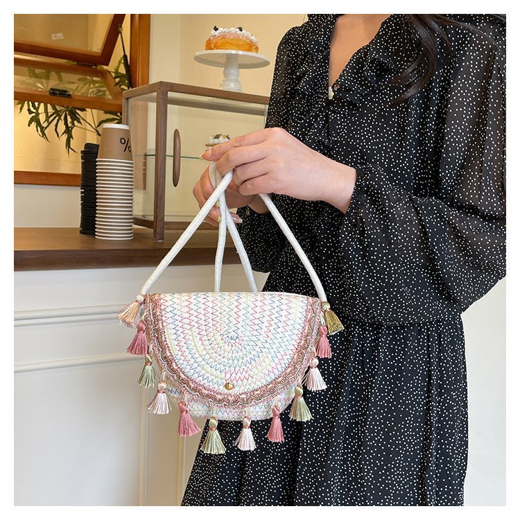 Ethnic Style Color - Block Woven Saddle Bag - zoraflux