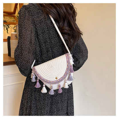 Ethnic Style Color - Block Woven Saddle Bag - zoraflux