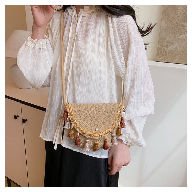 Ethnic Style Color - Block Woven Saddle Bag - zoraflux
