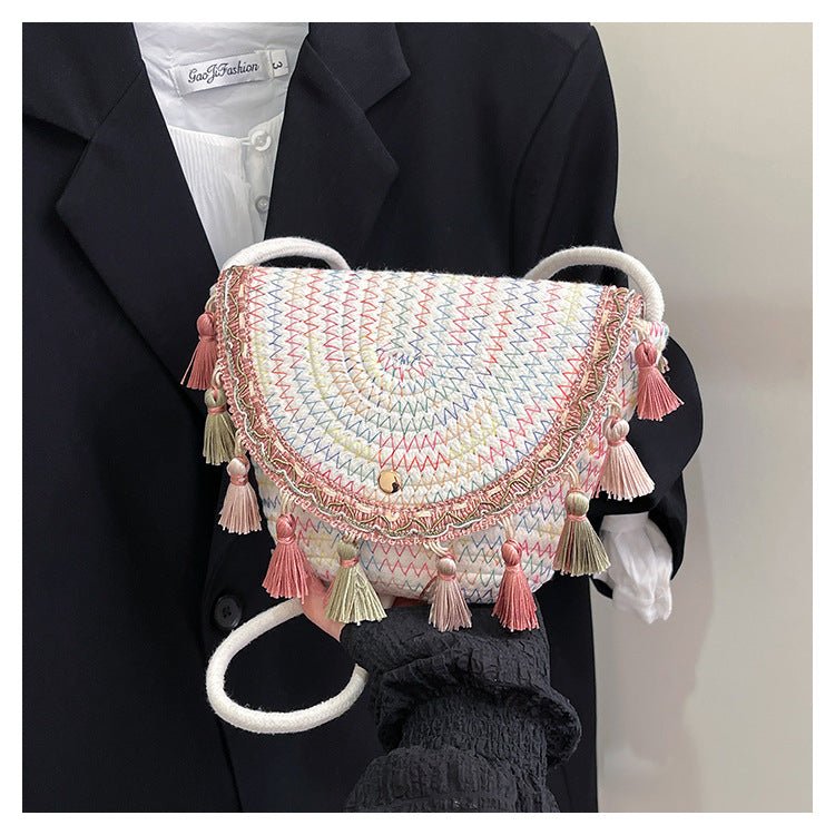 Ethnic Style Color - Block Woven Saddle Bag - zoraflux