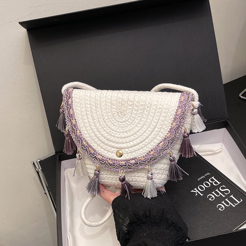 Ethnic Style Color - Block Woven Saddle Bag - zoraflux